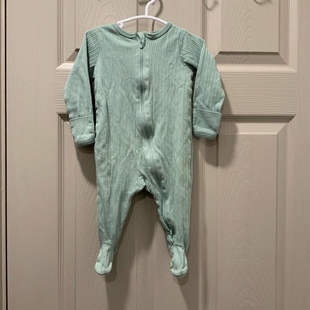 Milieu Green Wonder Nation 3-6M Unisex Zip Front Footie Pajama